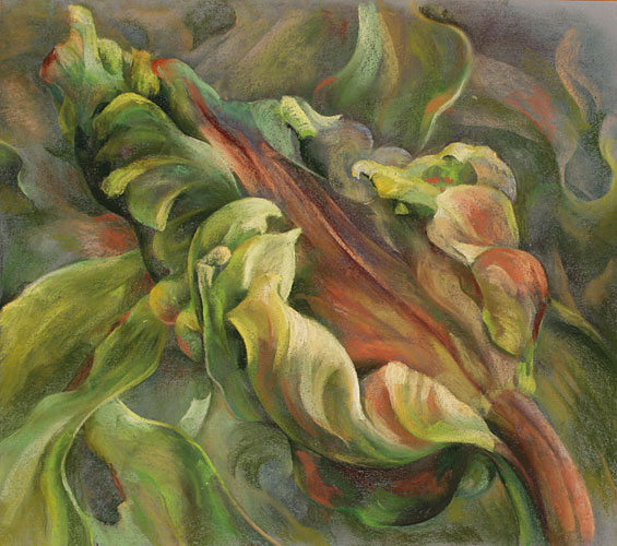 Unfurled flower pastel